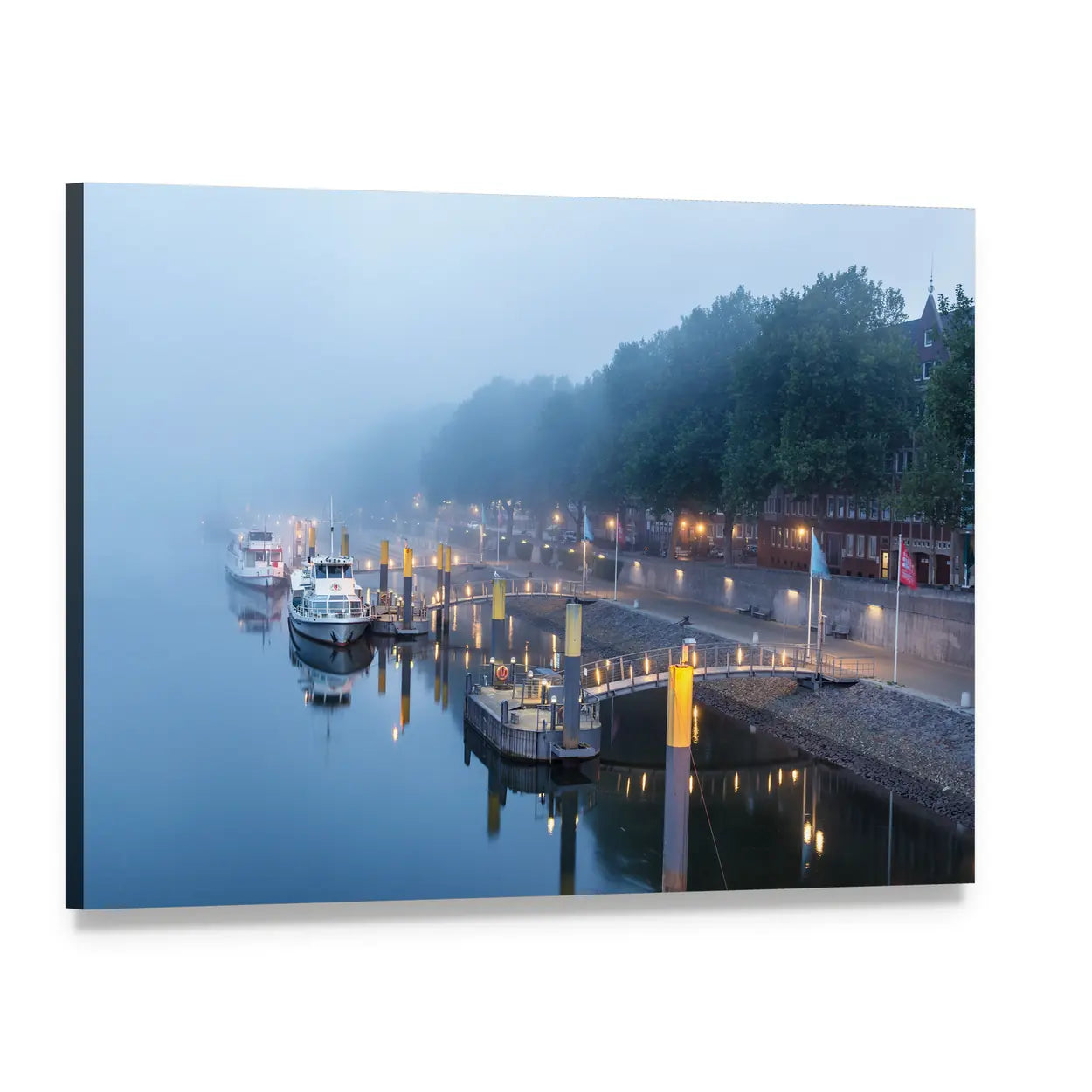 Sailboats on the Weser Embankment Canvas Wall Art, single panel gallery wrapped canvas, angled product view