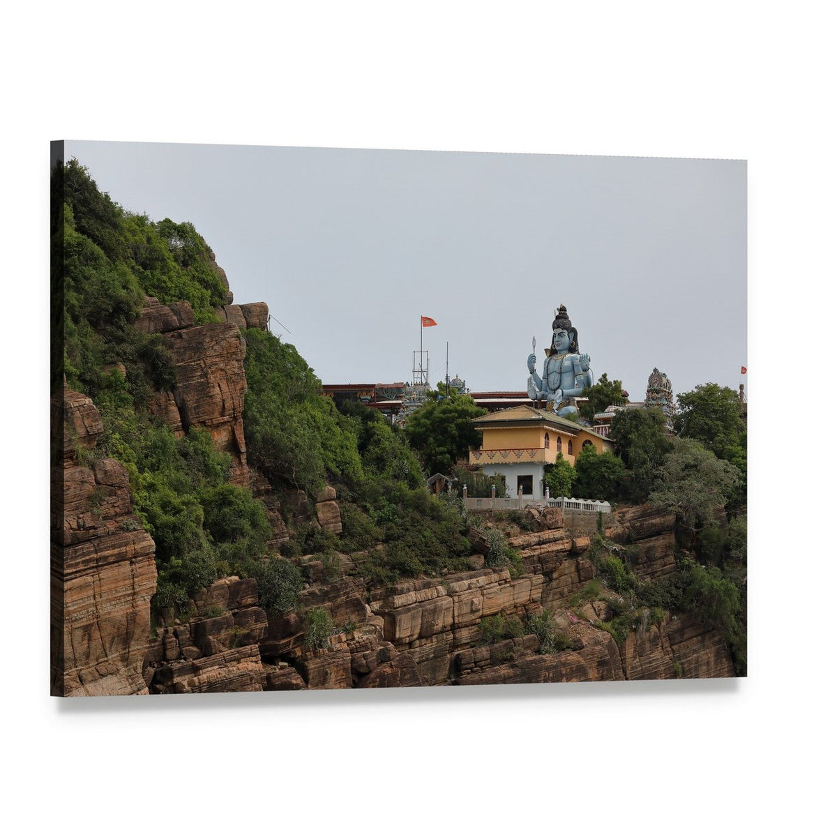 Majestic Shiva Statue at Koneswaram Temple Canvas Wall Art, single panel gallery wrapped canvas, angled product view