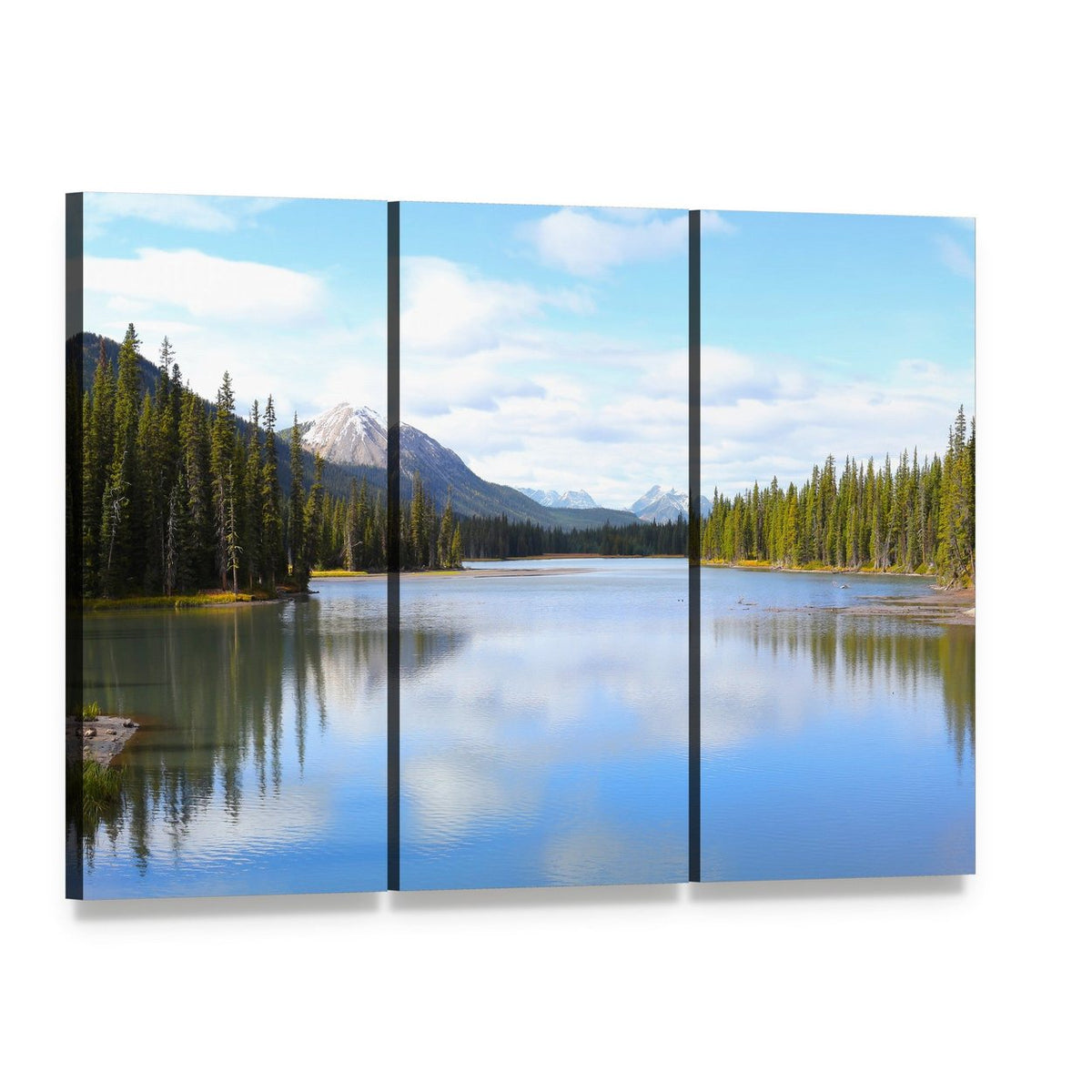 Porcupine Creek View Canvas Wall Art, 3 panel 3 Horizontal layout gallery wrapped canvas set, angled product view