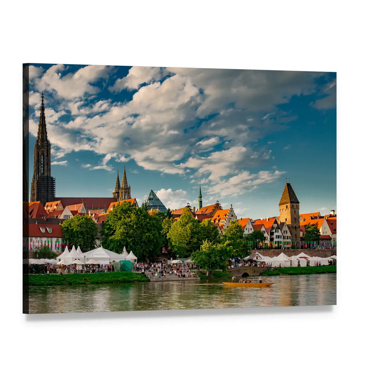 Ulm at the Danube Canvas Wall Art, single panel gallery wrapped canvas, angled product view