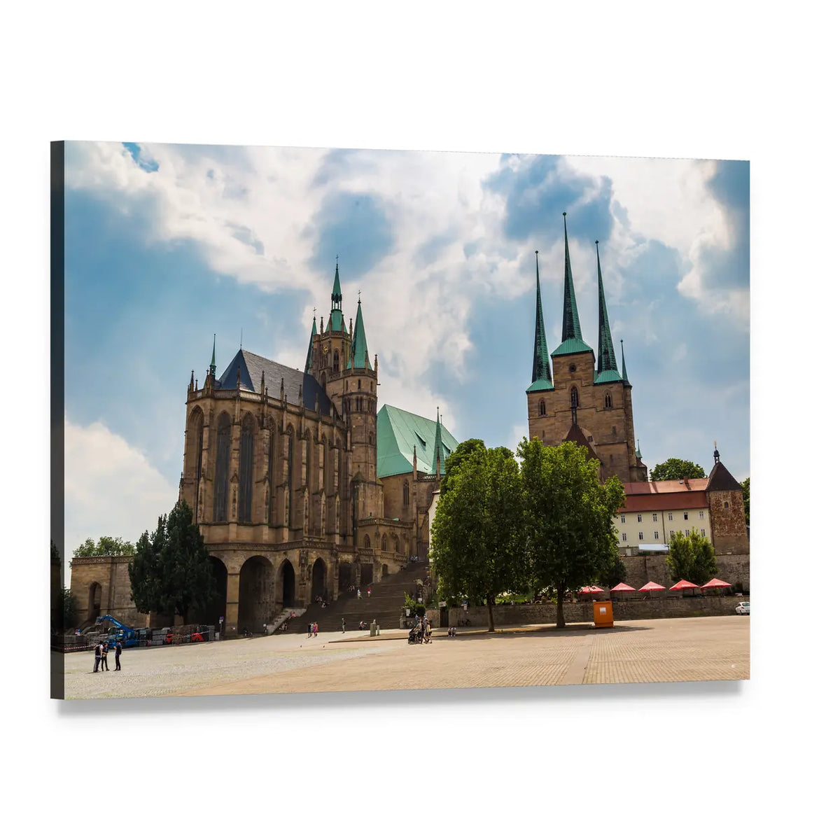 Erfurt Cathedral Gothic Spires Canvas Wall Art, single panel gallery wrapped canvas, angled product view