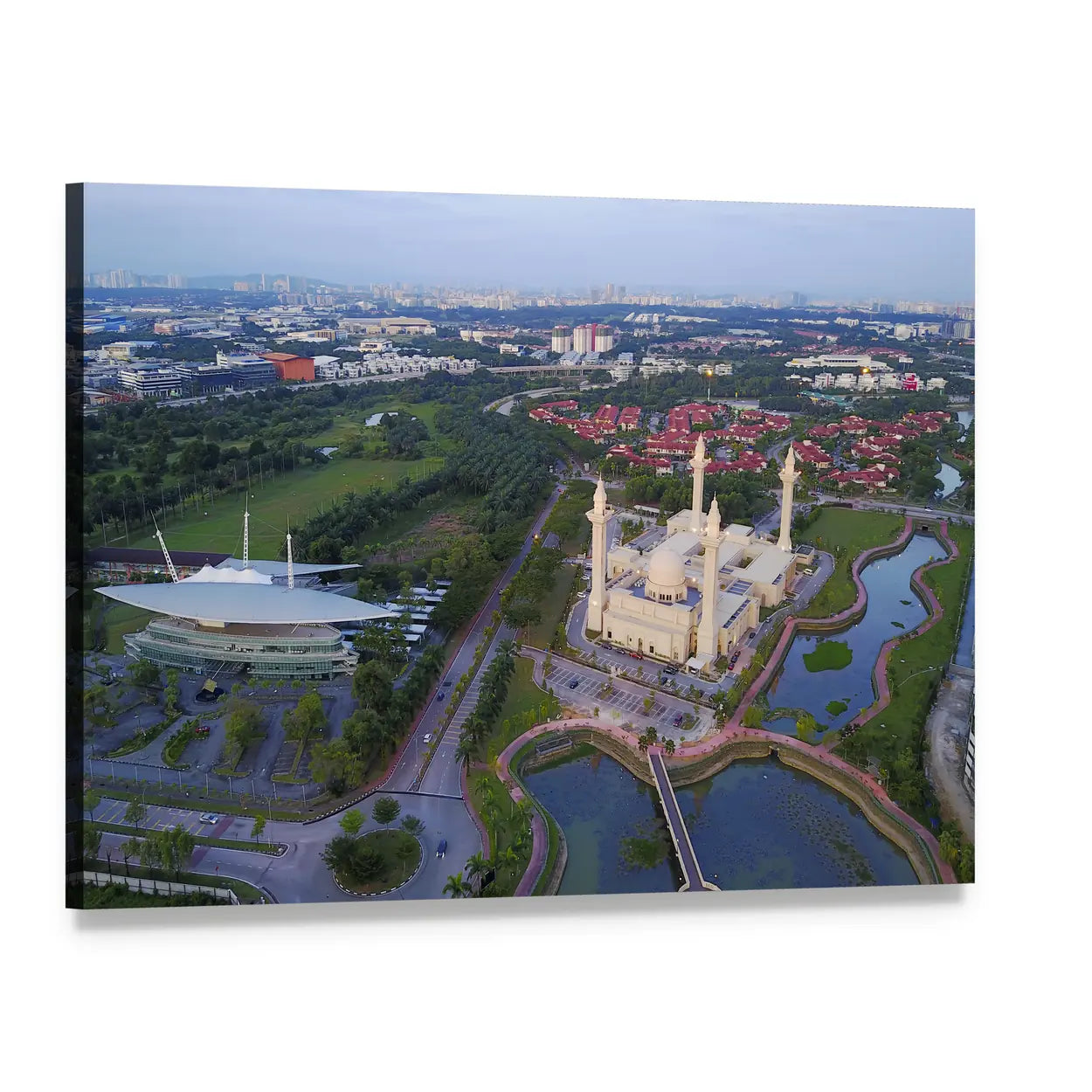 Shah Alam Mosque Aerial View Canvas Wall Art, single panel gallery wrapped canvas, angled product view
