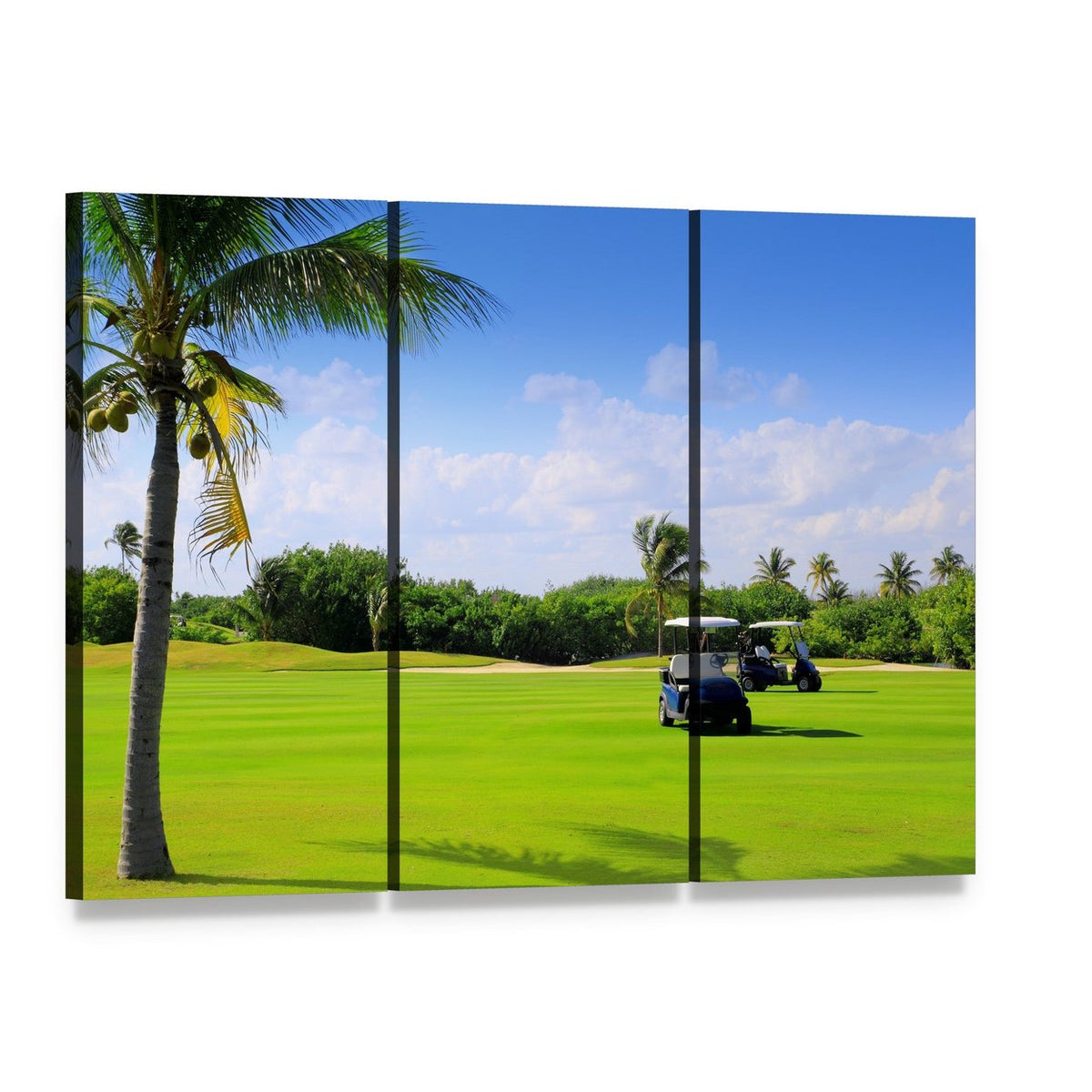 Golf Course in Mexico Canvas Wall Art, 3 panel 3 Horizontal layout gallery wrapped canvas set, angled product view