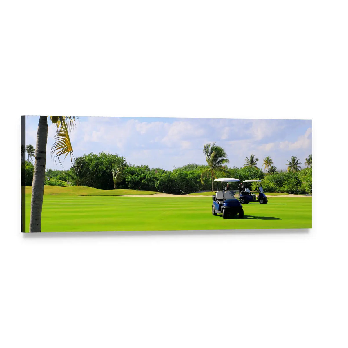 Tropical Mexico Golf Course Panoramic Canvas Wall Art, single panel gallery wrapped canvas, angled product view