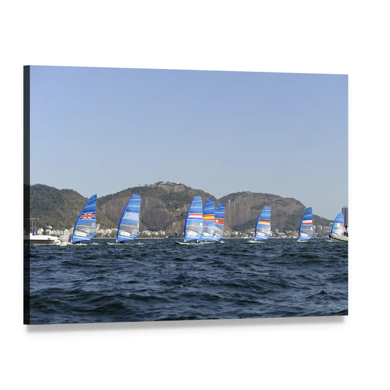 Olympic Sailboat Race in Brazil Canvas Wall Art, single panel gallery wrapped canvas, angled product view