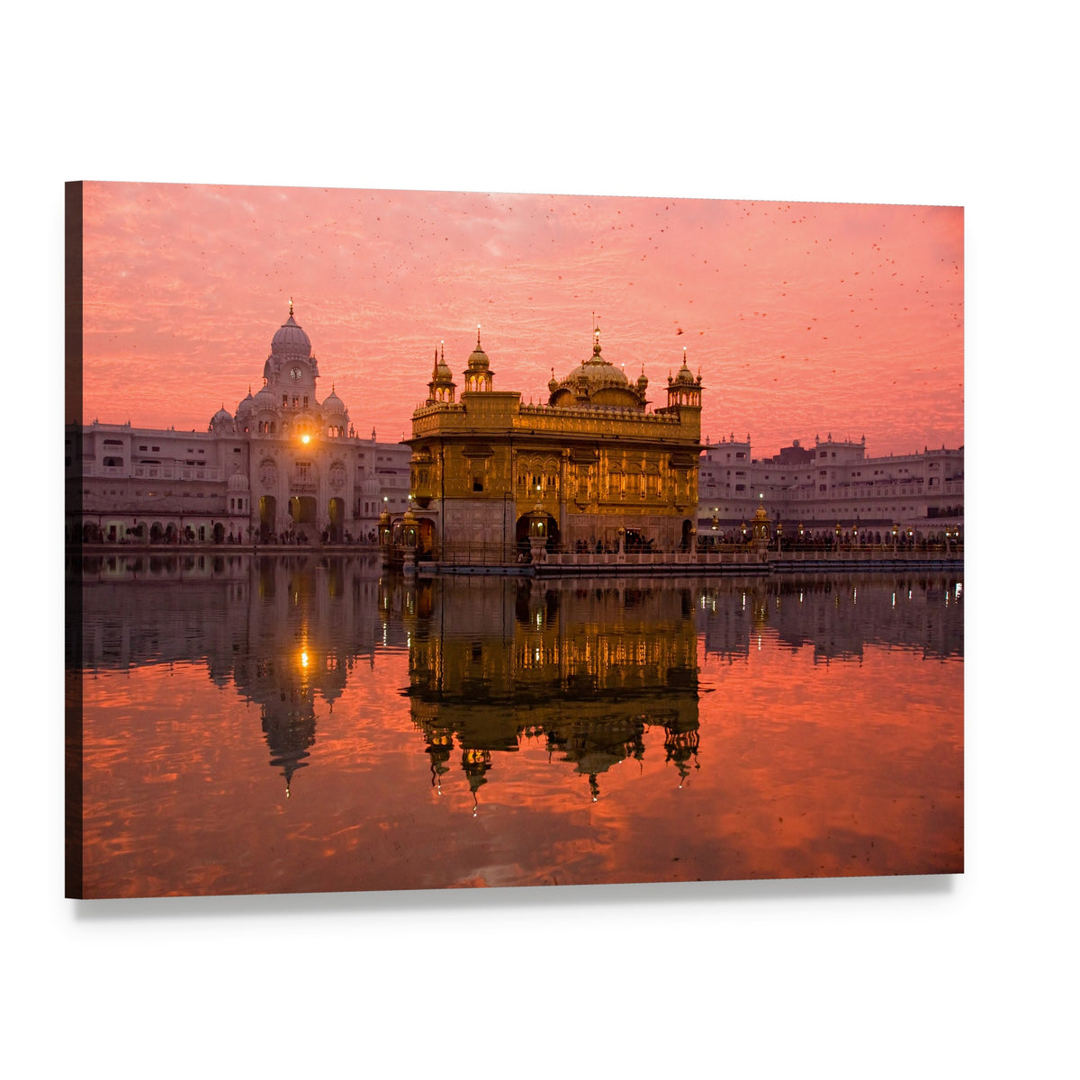 Golden Temple Reflection in Amritsar Canvas Wall Art, single panel gallery wrapped canvas, angled product view