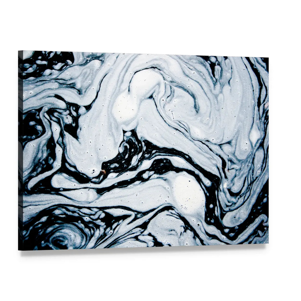 Water Foam Marble Abstract Canvas Wall Art, single panel gallery wrapped canvas, angled product view