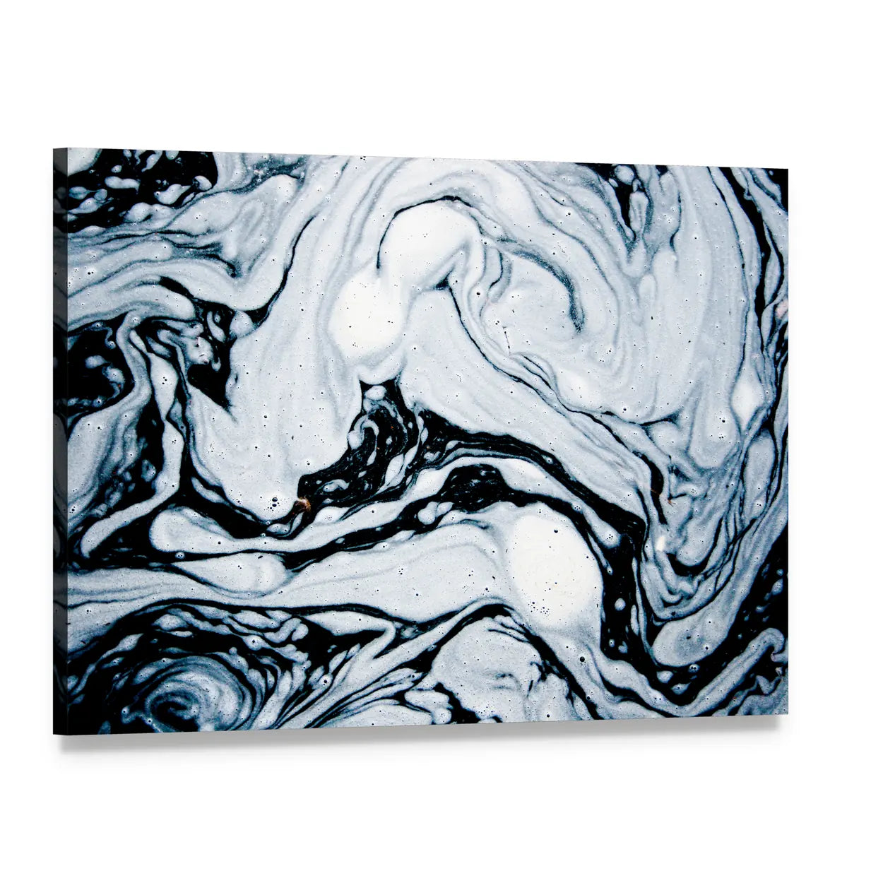 Water Foam Marble Abstract Canvas Wall Art, single panel gallery wrapped canvas, angled product view