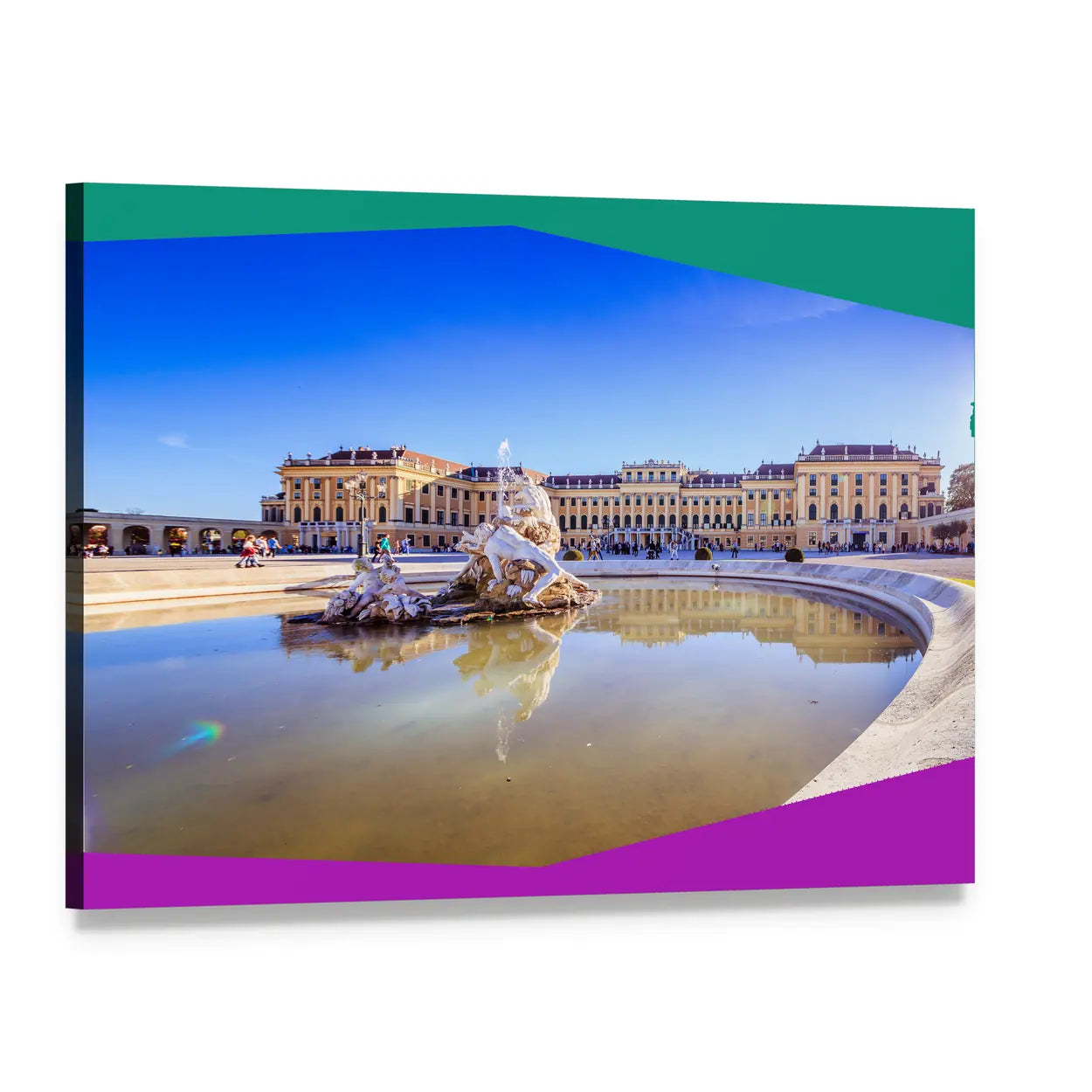 Palace Garden with Ornate Fountain Canvas Wall Art, single panel gallery wrapped canvas, angled product view