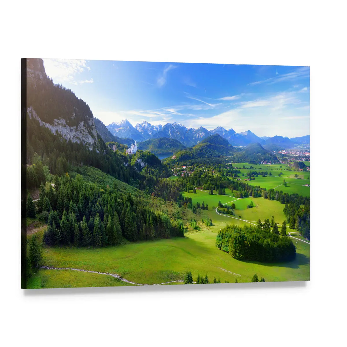 Village of Hohenschwangau Canvas Wall Art, single panel gallery wrapped canvas, angled product view