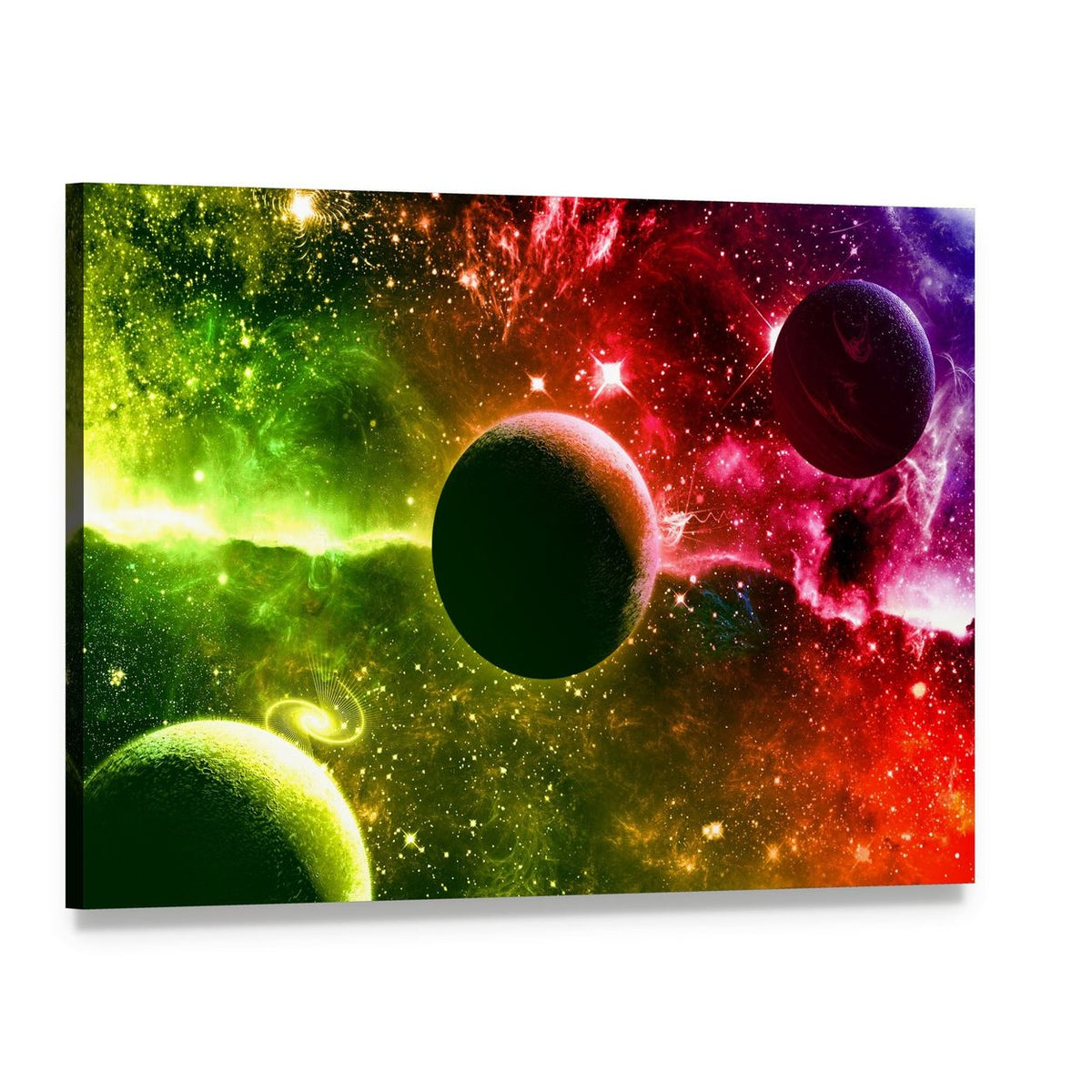Universe Galaxy Nebula Stars and Planets Canvas Wall Art, single panel gallery wrapped canvas, angled product view