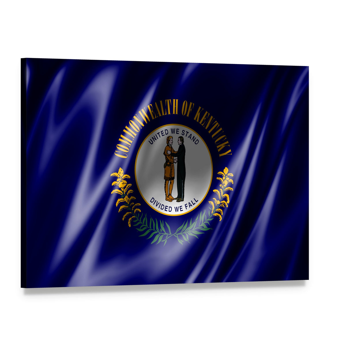Kentucky Flag Featuring State Seal Canvas Wall Art, single panel gallery wrapped canvas, angled product view
