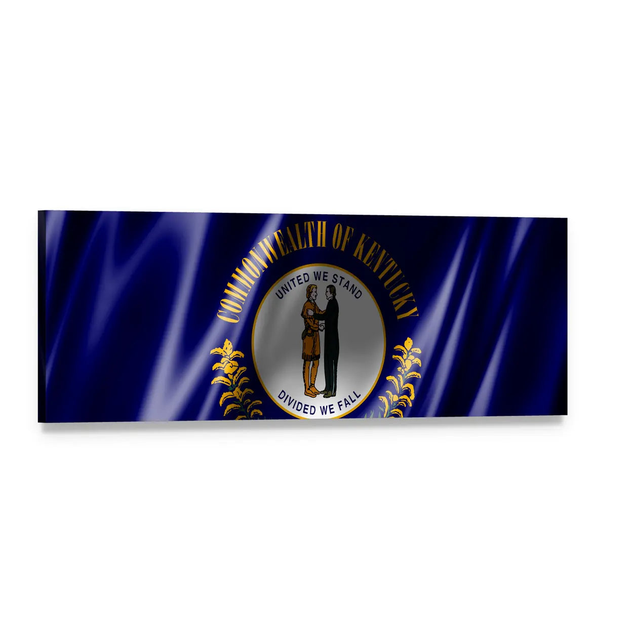 Kentucky State Flag Panoramic Canvas Wall Art, single panel gallery wrapped canvas, angled product view
