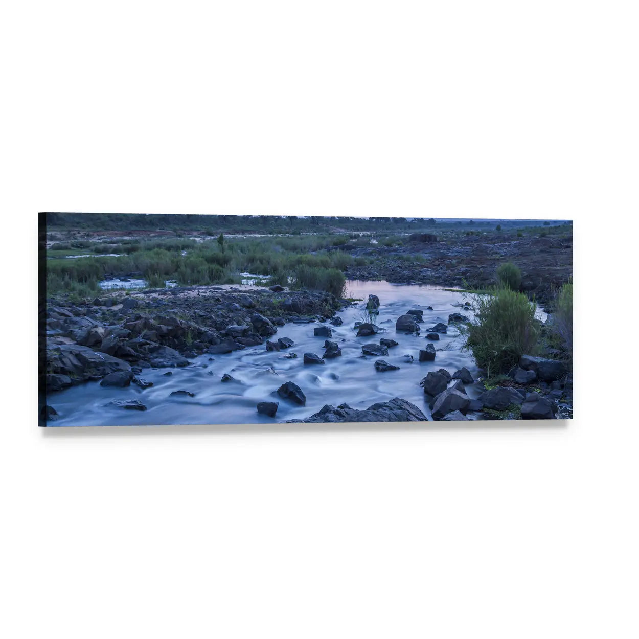 Sunrise Over Sabie River Panoramic Canvas Wall Art, single panel gallery wrapped canvas, angled product view