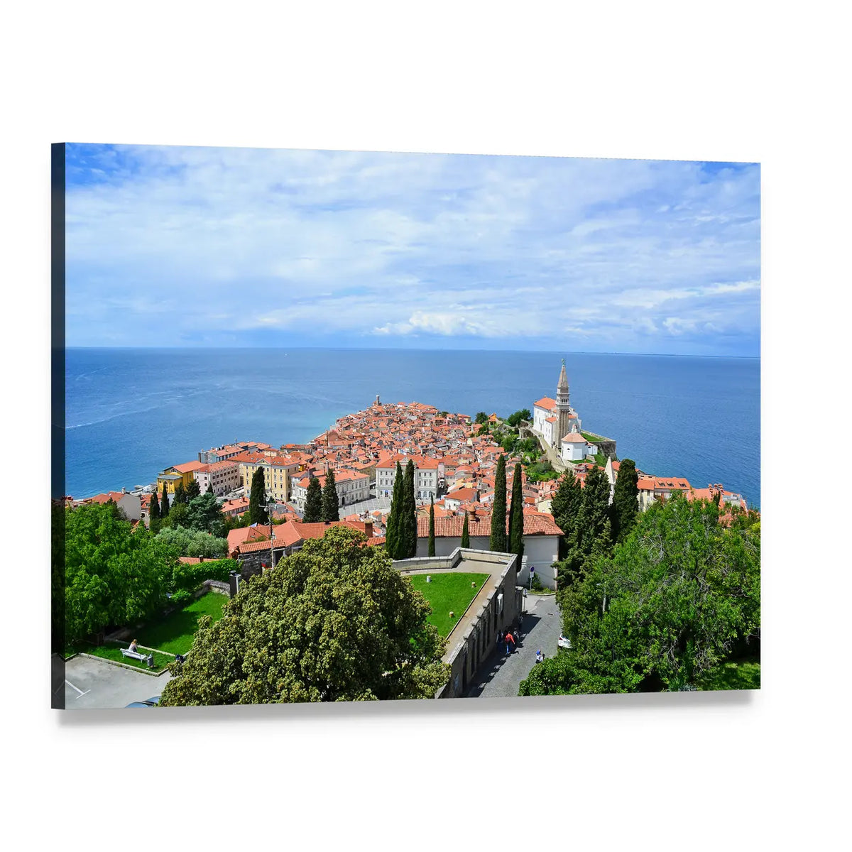 View of Piran, Slovenia Canvas Wall Art, single panel gallery wrapped canvas, angled product view
