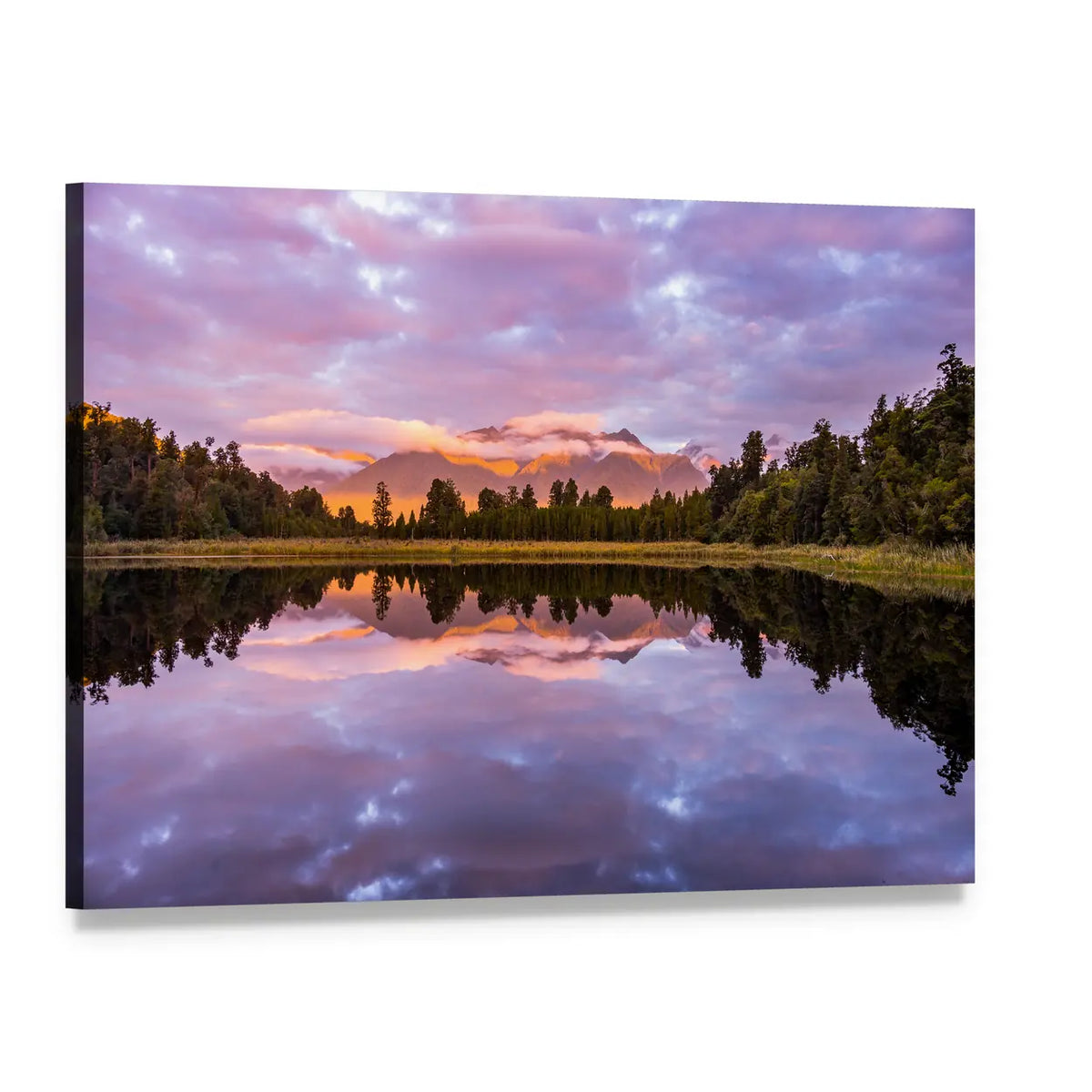 Matheson Lake at Dusk Canvas Wall Art, single panel gallery wrapped canvas, angled product view