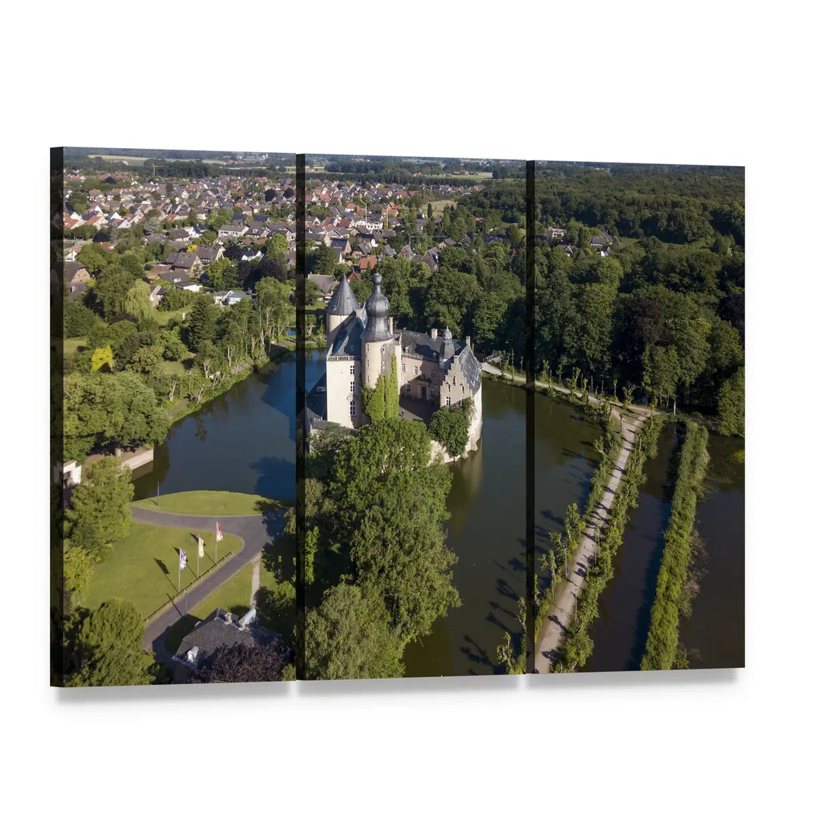 Castle Gemen Canvas Wall Art, 3 panel 3 Horizontal layout gallery wrapped canvas set, angled product view