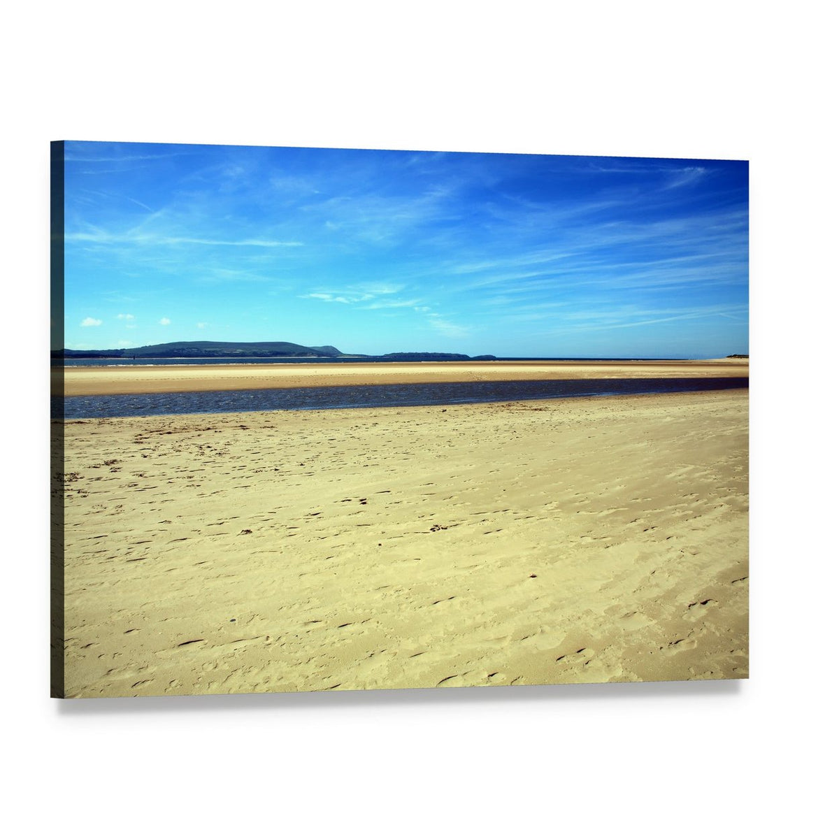 Sand Beach at Burry Port Canvas Wall Art, single panel gallery wrapped canvas, angled product view