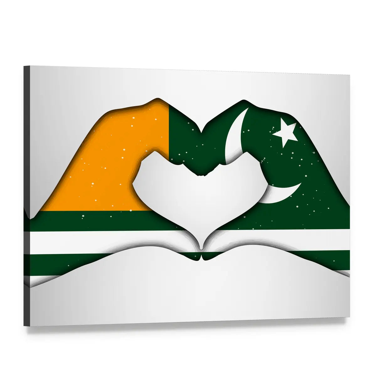 Azad Jammu & Kashmir Flag Canvas Wall Art, single panel gallery wrapped canvas, angled product view