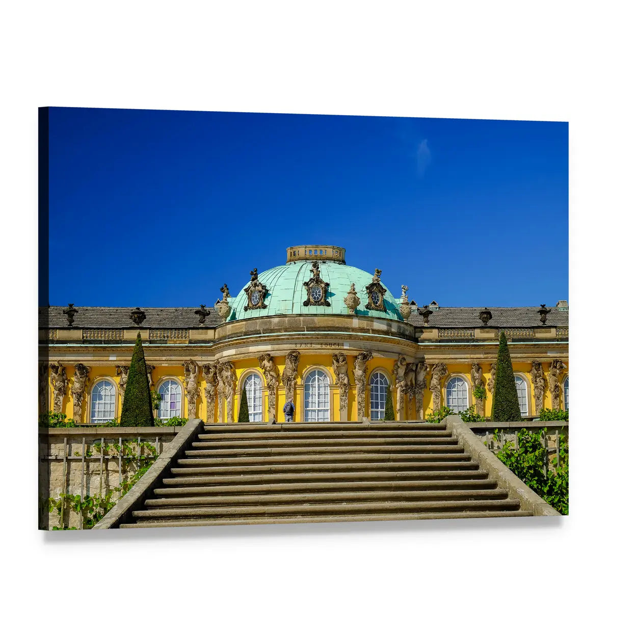 Sans-souci Palace in Posdam Canvas Wall Art, single panel gallery wrapped canvas, angled product view