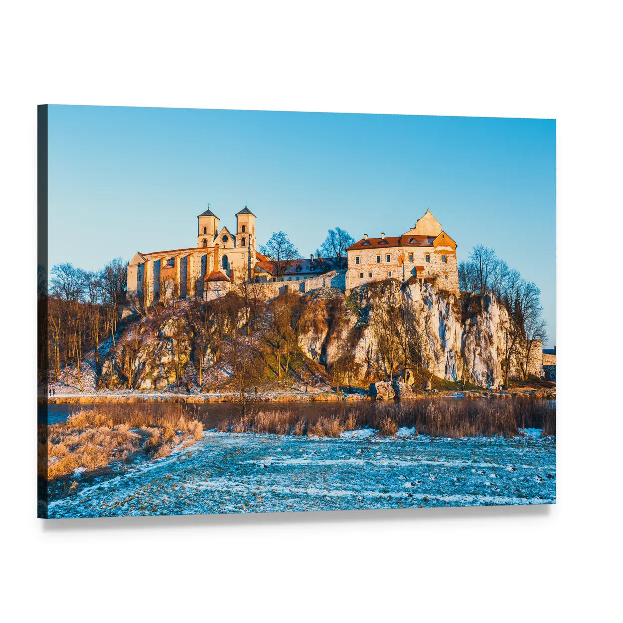 Benedictine Abbey of Tyniec Canvas Wall Art, single panel gallery wrapped canvas, angled product view