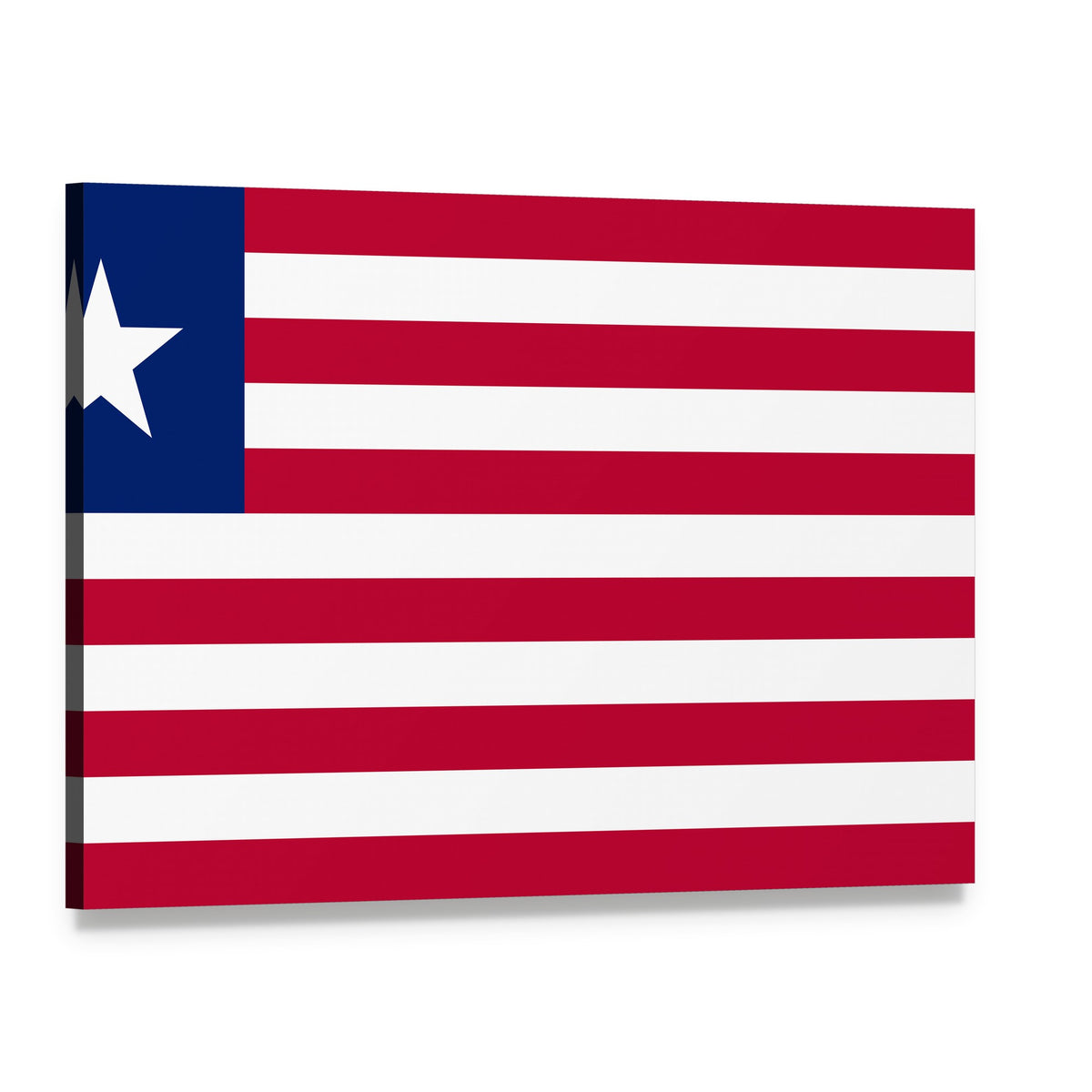 Liberian Flag Geometric Canvas Wall Art, single panel gallery wrapped canvas, angled product view