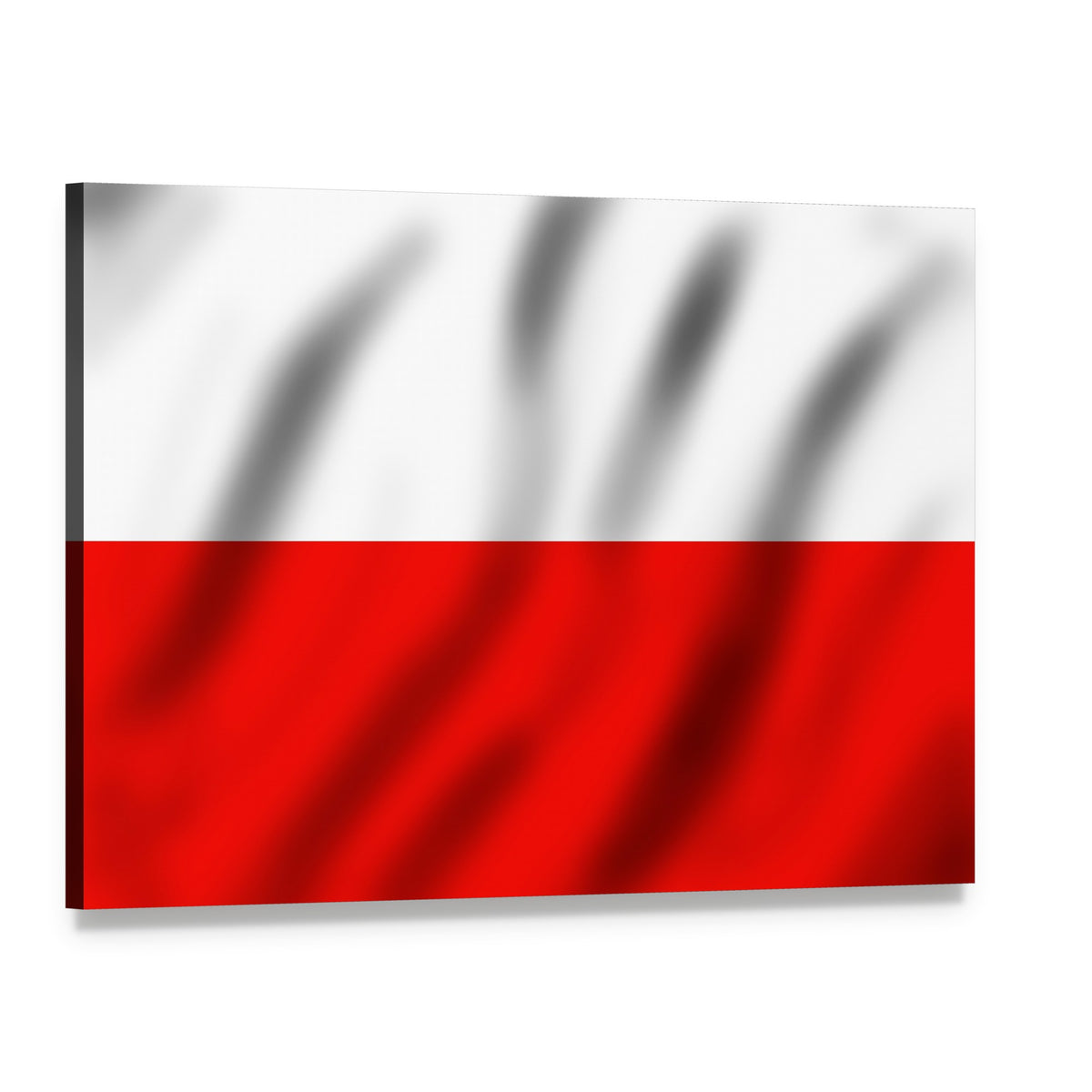 Waving Polish Flag Canvas Wall Art, single panel gallery wrapped canvas, angled product view