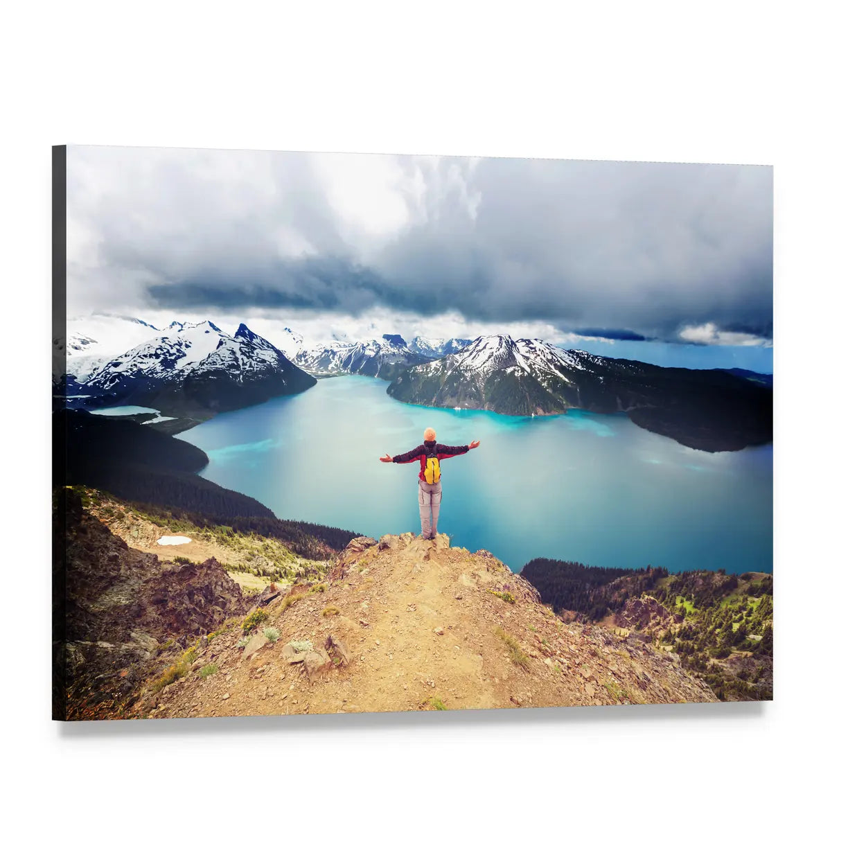 Hike to Garibaldi Lake Canvas Wall Art, single panel gallery wrapped canvas, angled product view