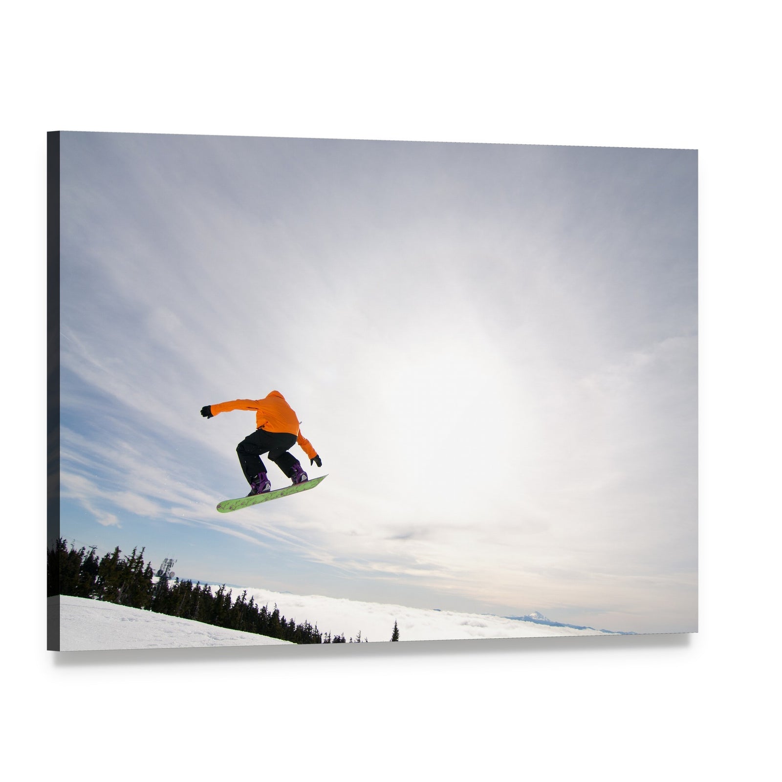 Male Snowboarder Canvas Wall Art, single panel gallery wrapped canvas, angled product view