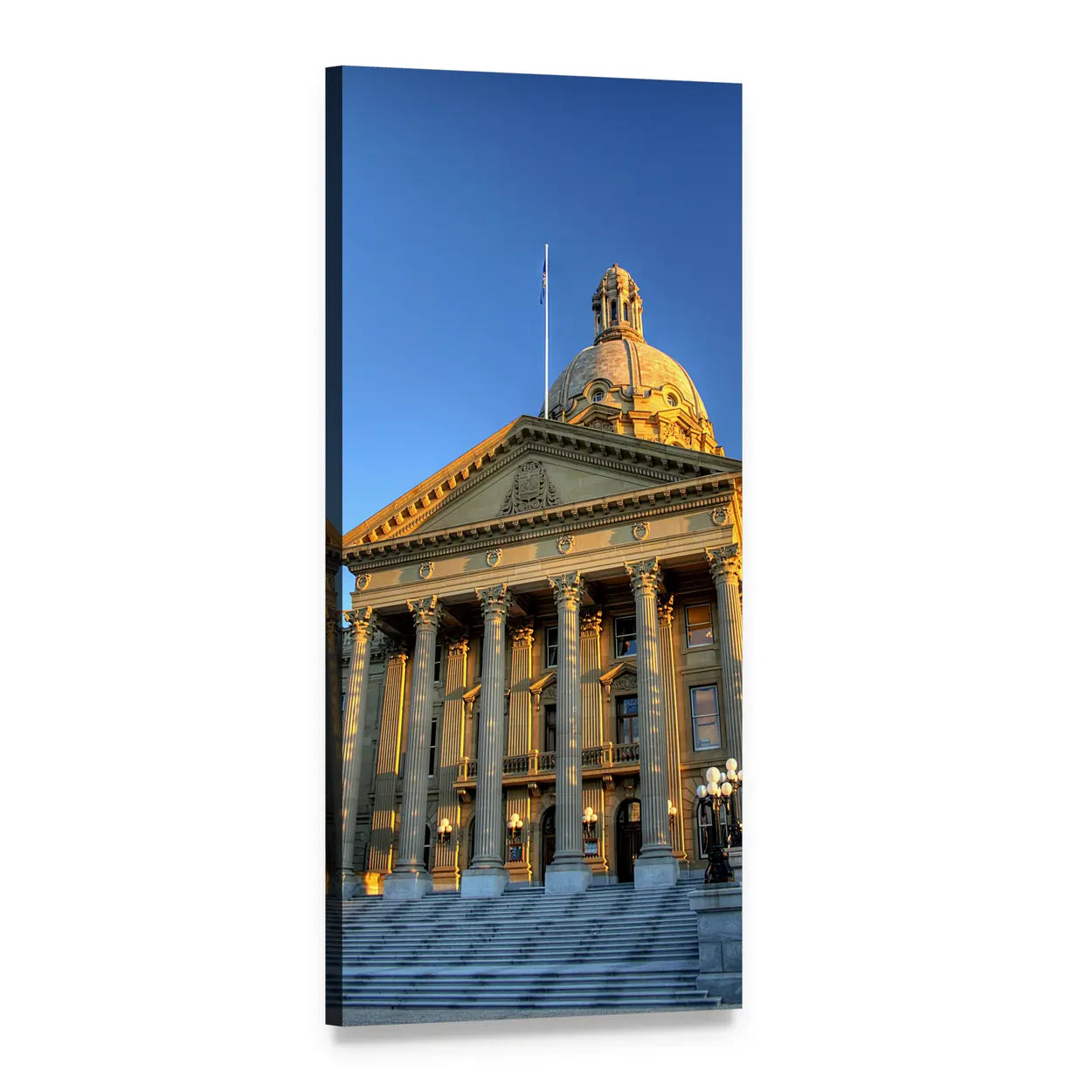 Alberta Legislature Building at Golden Hour Vertical Canvas Wall Art, 1 panel 1 Vertical layout gallery wrapped canvas set, angled product view