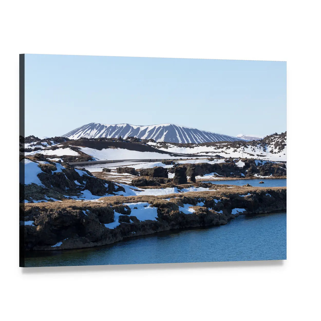 Myvatn Volcano in Winter Canvas Wall Art, single panel gallery wrapped canvas, angled product view