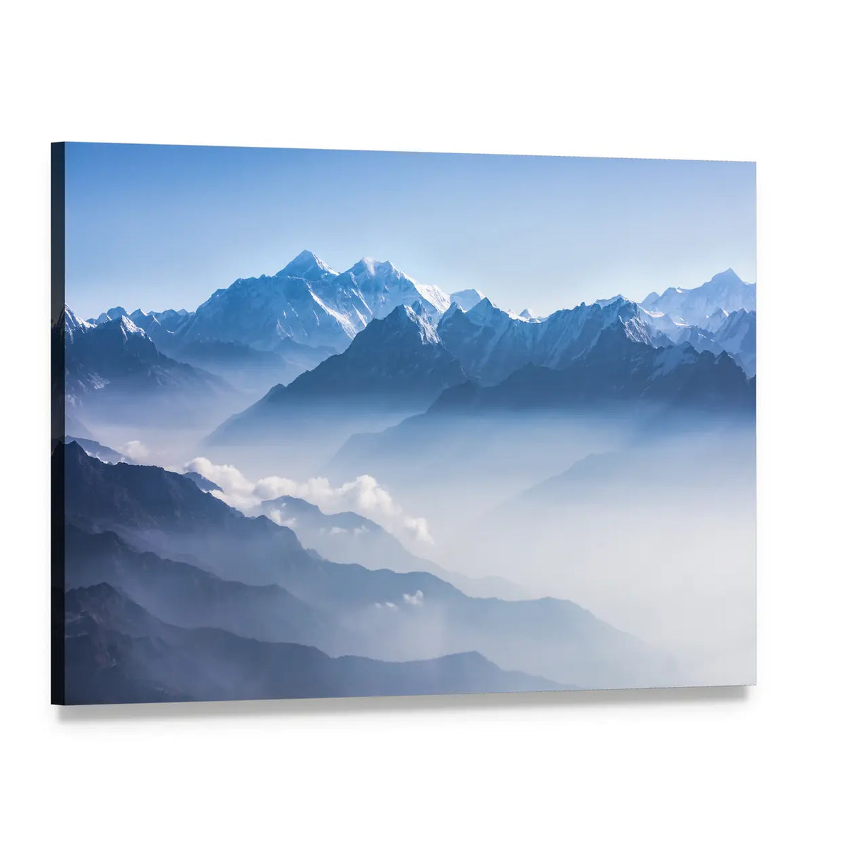 Daylight View of Mount Everest Canvas Wall Art, single panel gallery wrapped canvas, angled product view