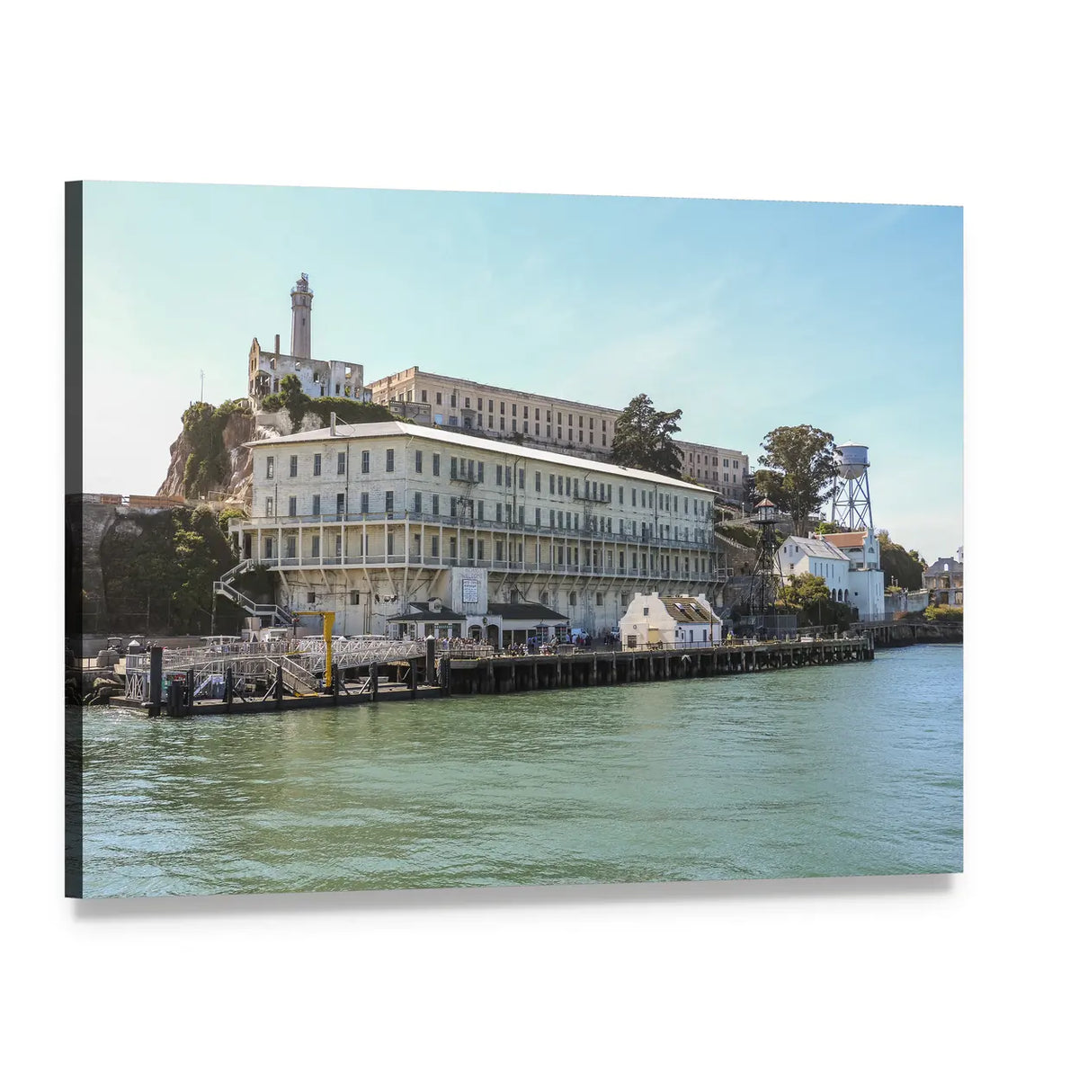 Arrival at Alcatraz Island Canvas Wall Art, single panel gallery wrapped canvas, angled product view