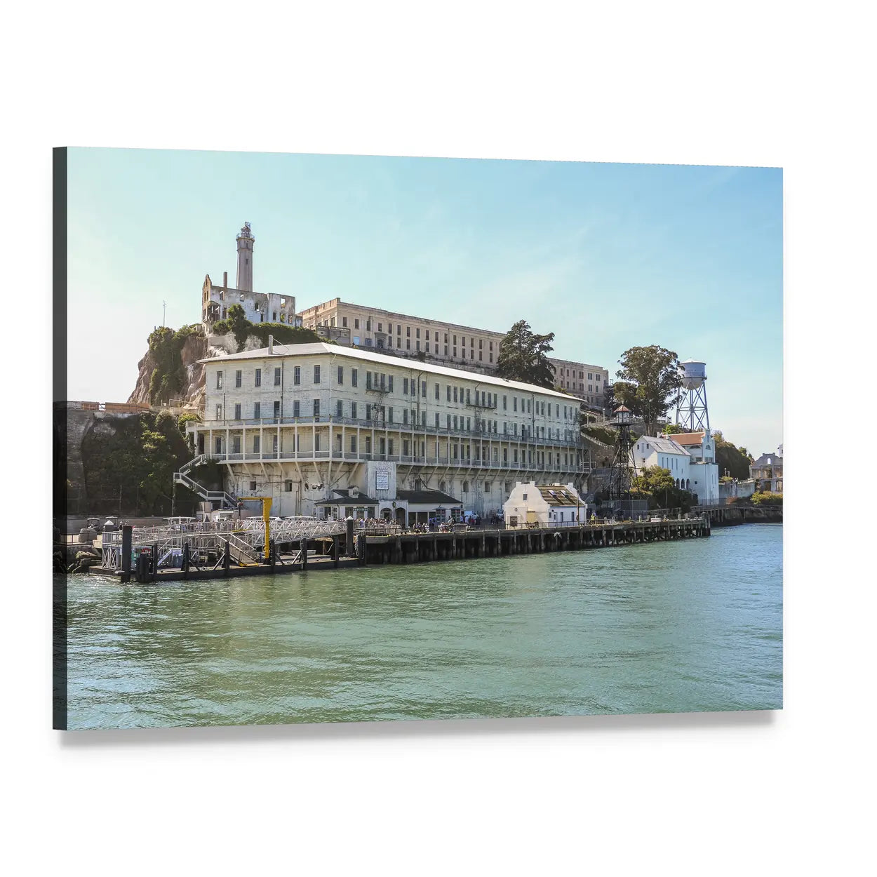 Arrival at Alcatraz Island Canvas Wall Art, single panel gallery wrapped canvas, angled product view