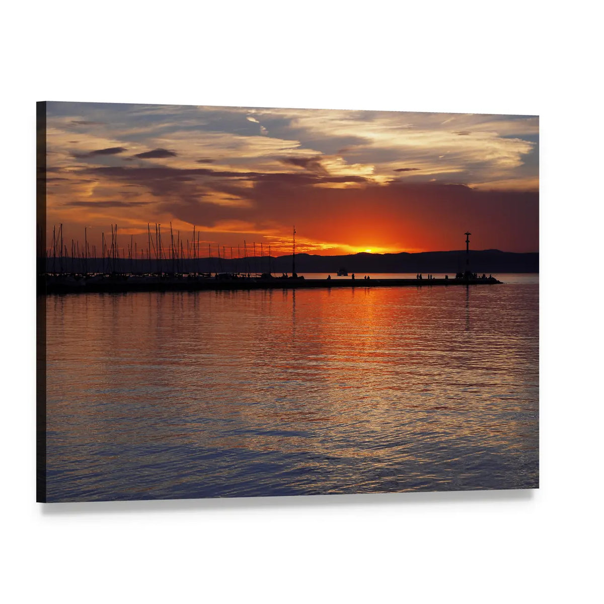 Sunset Over Lake Balaton Canvas Wall Art, single panel gallery wrapped canvas, angled product view