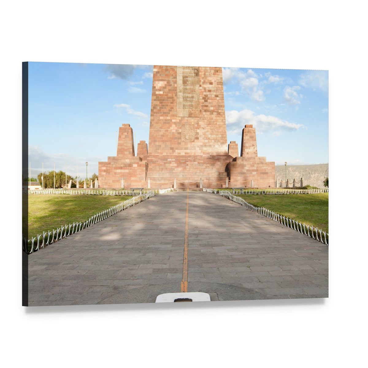 Pyramidal Monument with Globe Canvas Wall Art, single panel gallery wrapped canvas, angled product view
