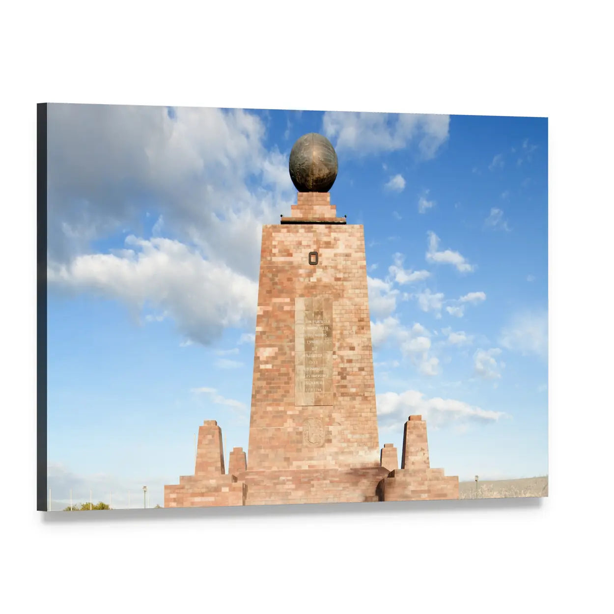 Pyramidal Monument with Globe Canvas Wall Art, single panel gallery wrapped canvas, angled product view