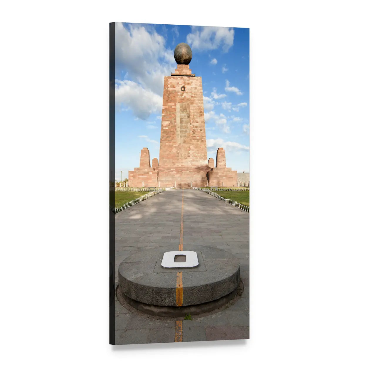 Mitad Del Mundo Monument in Ecuador Vertical Canvas Wall Art, 1 panel 1 Vertical layout gallery wrapped canvas set, angled product view