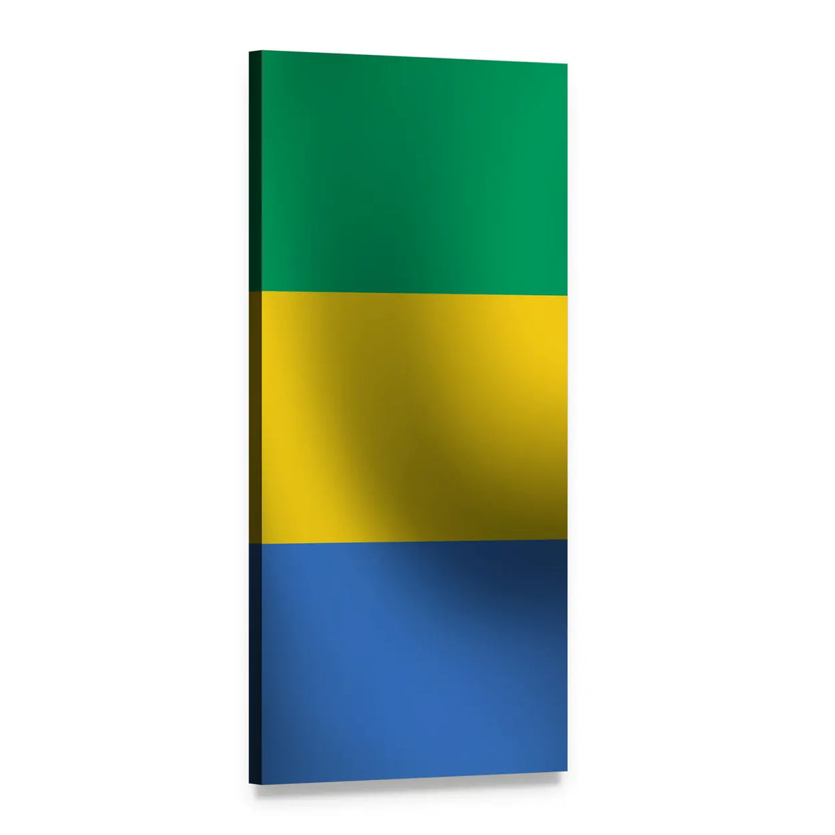 Gabon Tricolor Flag Vertical Canvas Wall Art, 1 panel 1 Vertical layout gallery wrapped canvas set, angled product view
