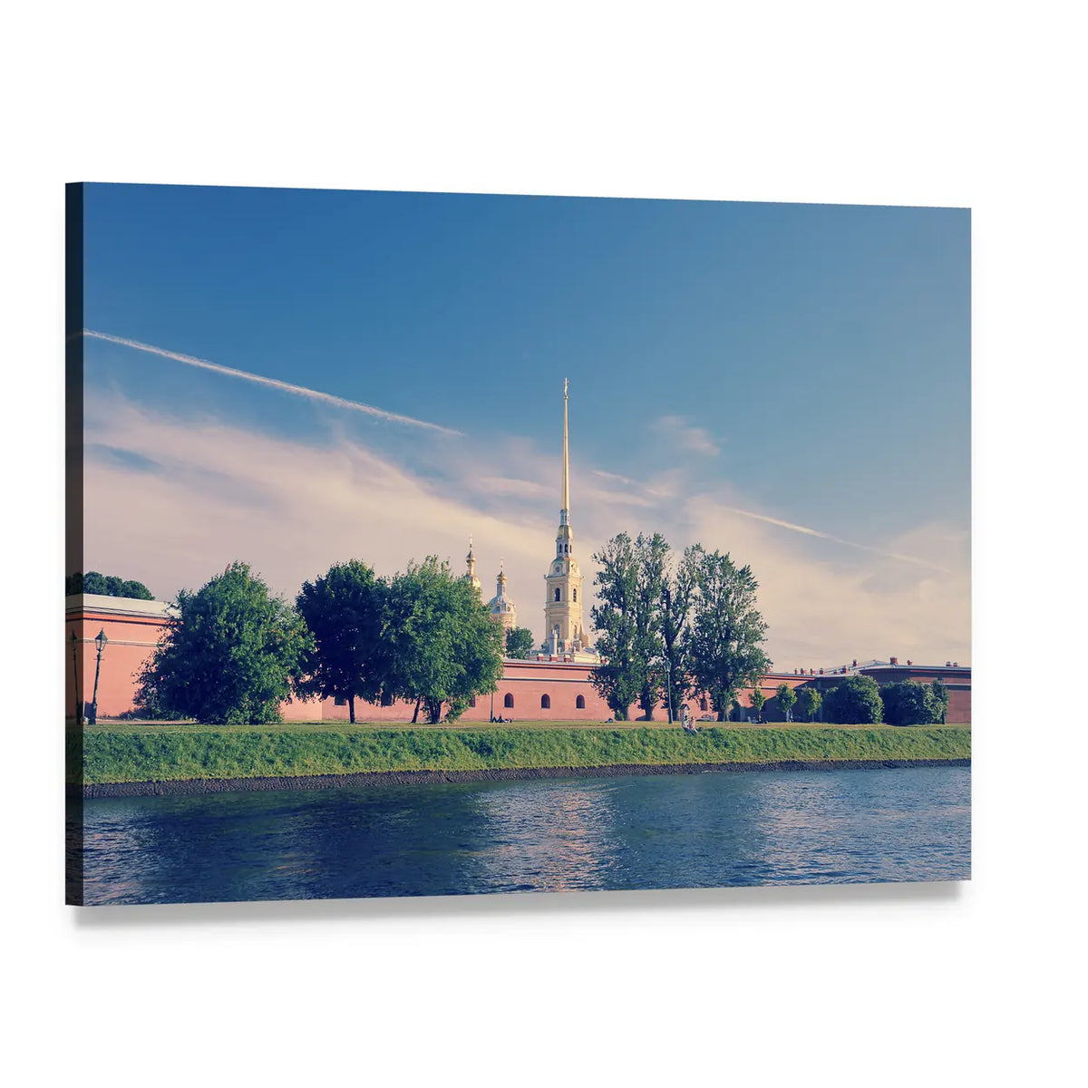 Peter and Paul Fortress on Neva River Canvas Wall Art, single panel gallery wrapped canvas, angled product view