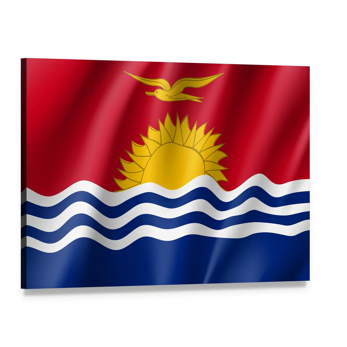 Kiribati Flag with Frigatebird and Rising Sun Canvas Wall Art, single panel gallery wrapped canvas, angled product view