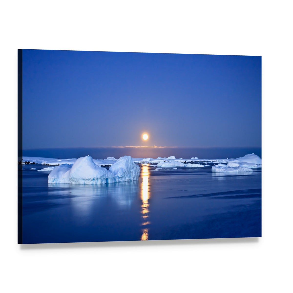 Summer Night Antarctica Canvas Wall Art, single panel gallery wrapped canvas, angled product view