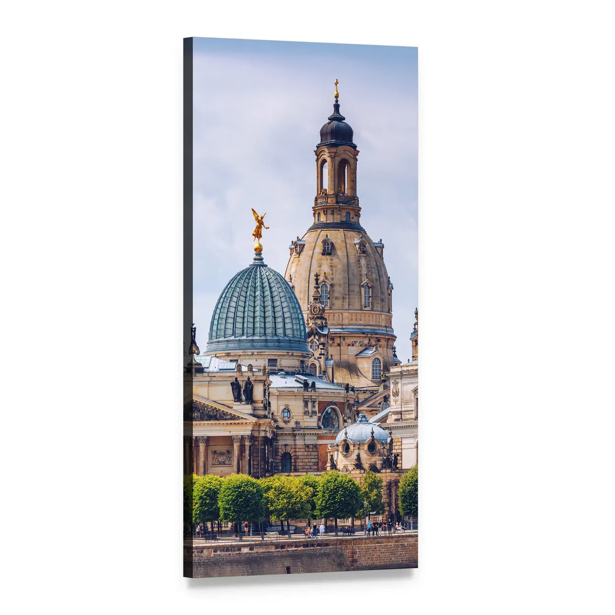 Dresden Cityscape with Frauenkirche Dome Vertical Canvas Wall Art, 1 panel 1 Vertical layout gallery wrapped canvas set, angled product view