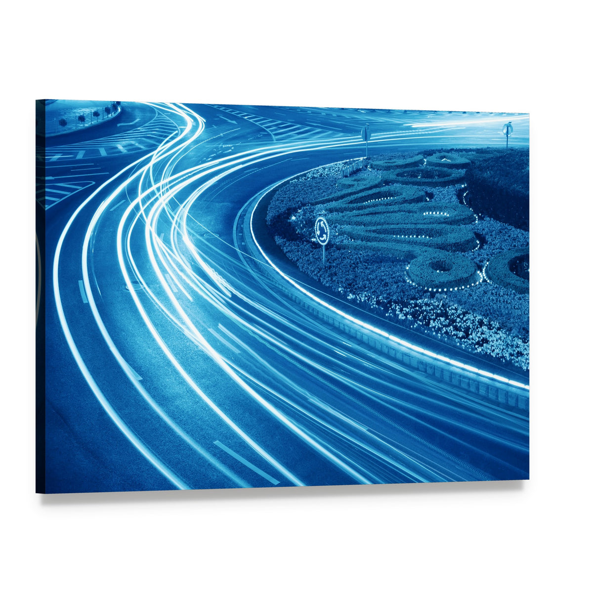 Light Trails in Shanghai Canvas Wall Art, single panel gallery wrapped canvas, angled product view