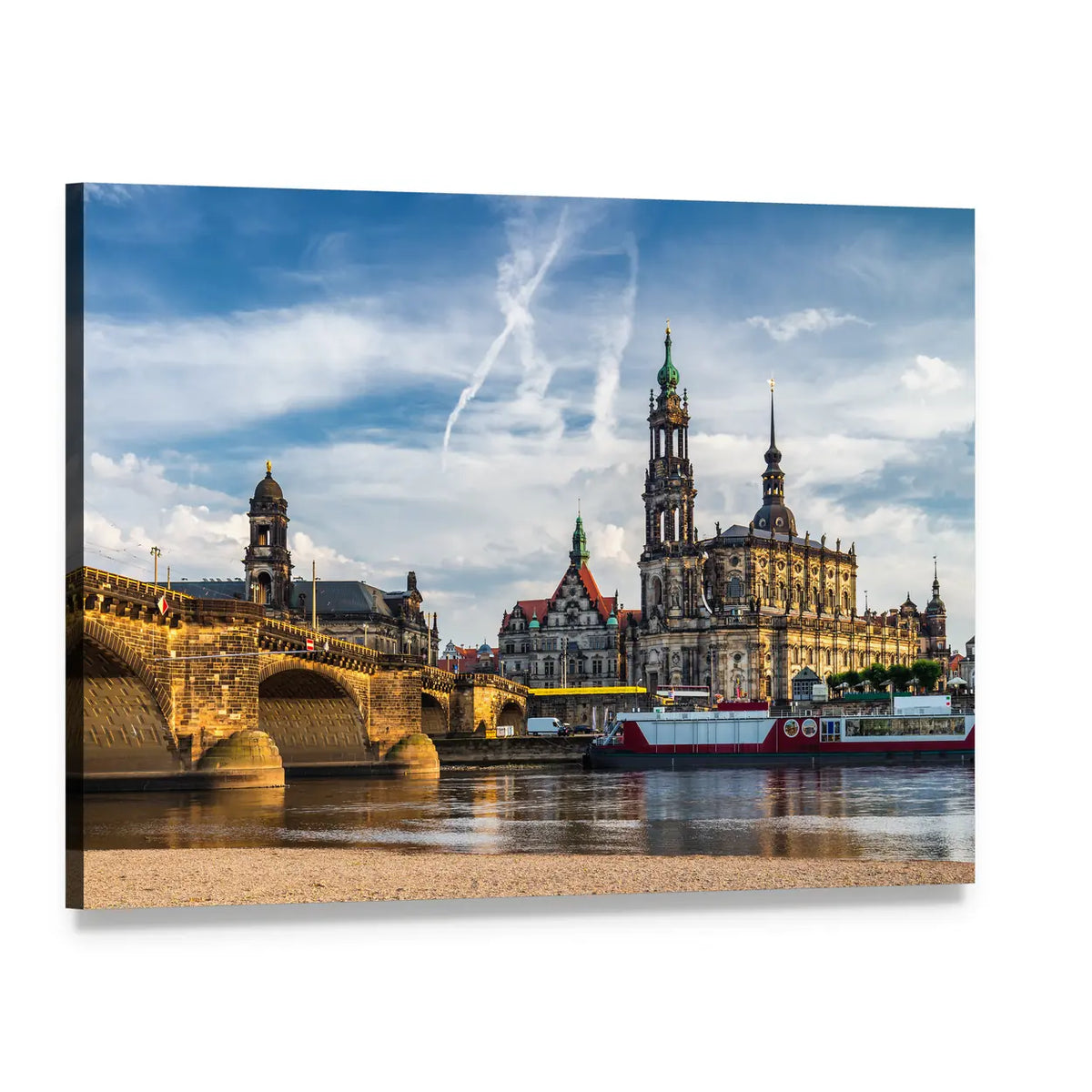 Augustus Bridge and Trinity Cathedral Canvas Wall Art, single panel gallery wrapped canvas, angled product view