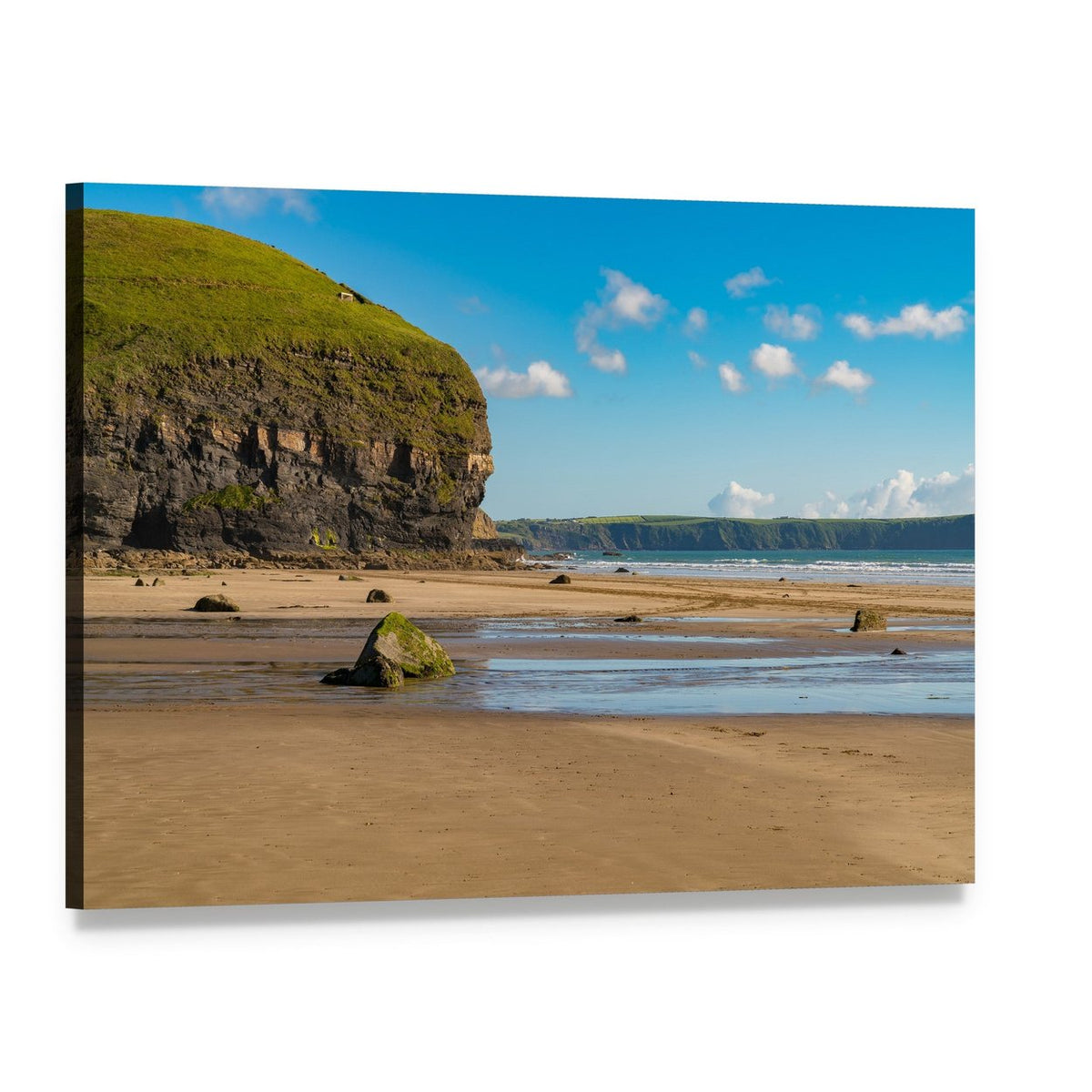 Beach at Druidston Haven Canvas Wall Art, single panel gallery wrapped canvas, angled product view