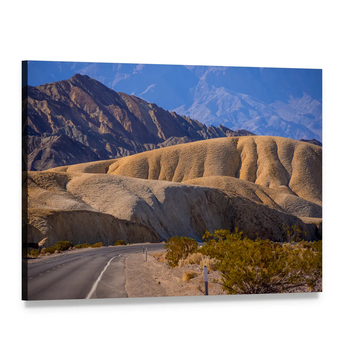 Death Valley Winding Road Canvas Wall Art, single panel gallery wrapped canvas, angled product view