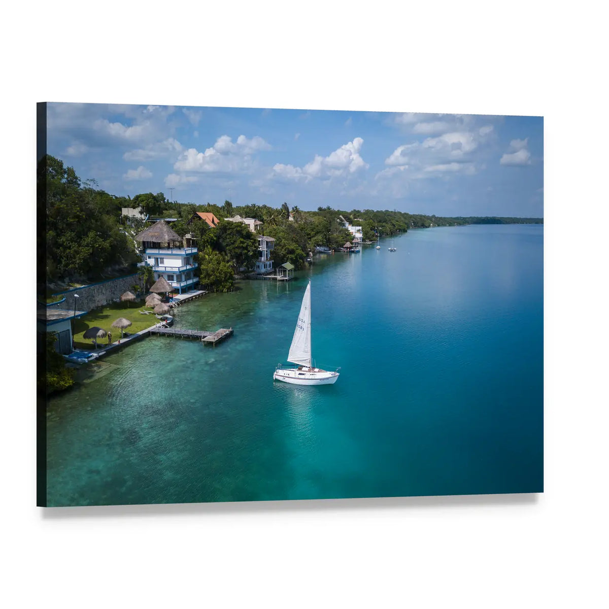 White Sailing Yacht in Mexico Canvas Wall Art, single panel gallery wrapped canvas, angled product view