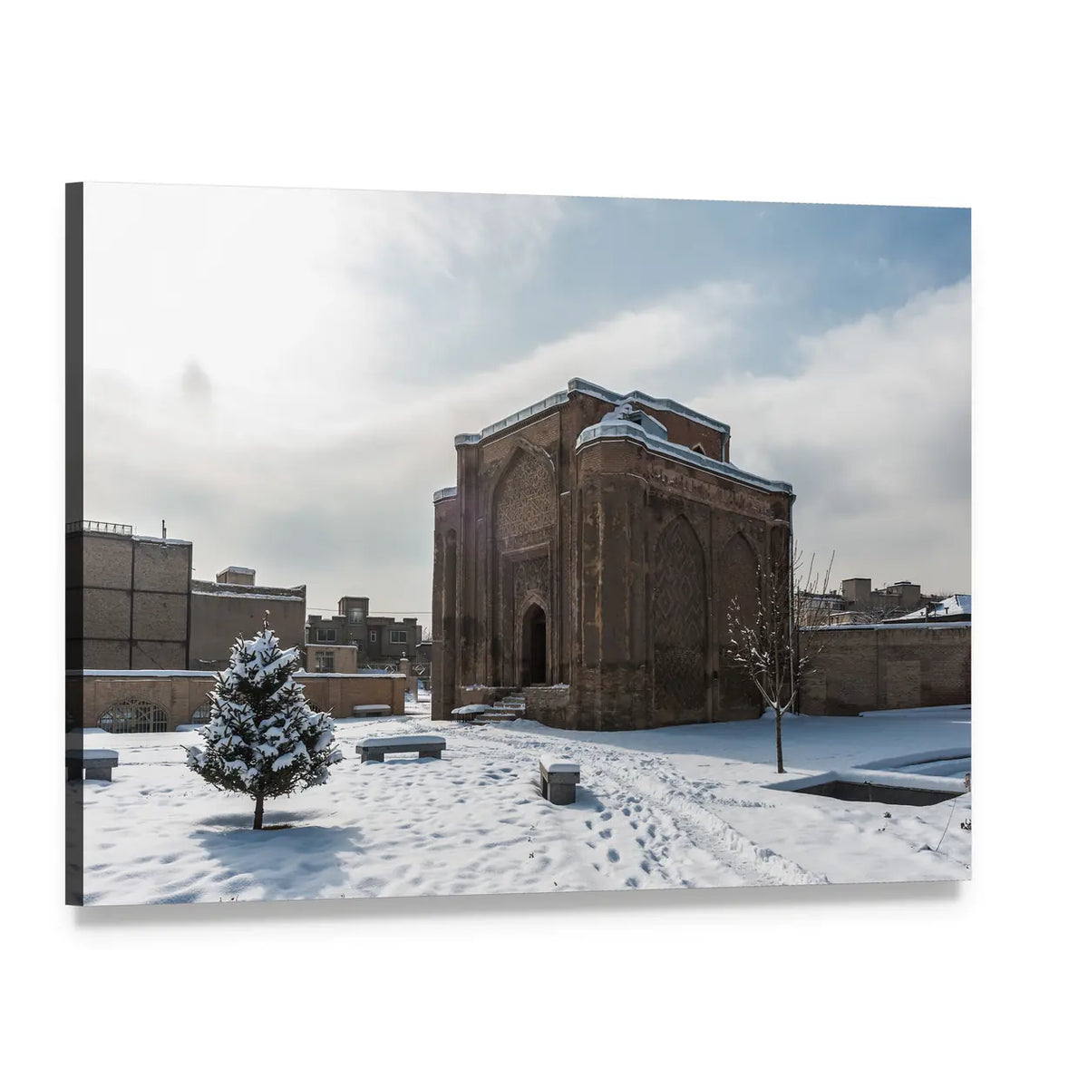 Gonbade Alavian in Winter Canvas Wall Art, single panel gallery wrapped canvas, angled product view