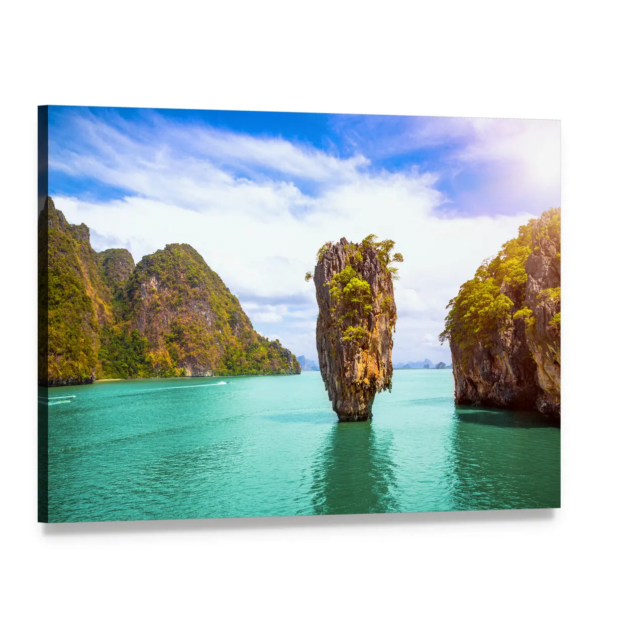 James Bond Island In Phang Nga Bay Phuket Thailand Canvas Wall Art, single panel gallery wrapped canvas, angled product view
